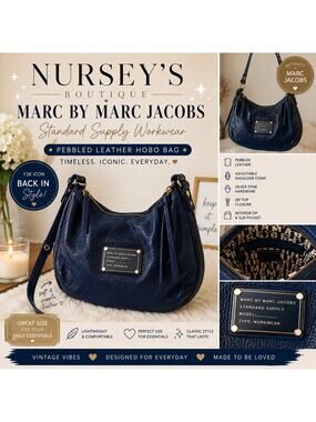 Marc by Marc Jacobs Standard Supply Workwear Leather Hobo Shoulder Bag Blue
